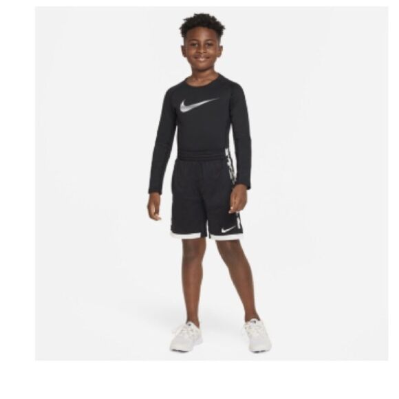 Nike Boys Pro Warm Standard-Fit Logo-Print
Long-Sleeve T-Shirt - Black/white - Picture 4 of 13